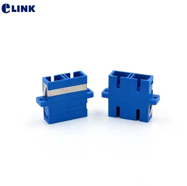 

60pcs SC duplex adapter Single mode blue ftth coupler DX SC-SC upc blue fiber optic dual adapterfree shipping ELINK IL<0.2dB