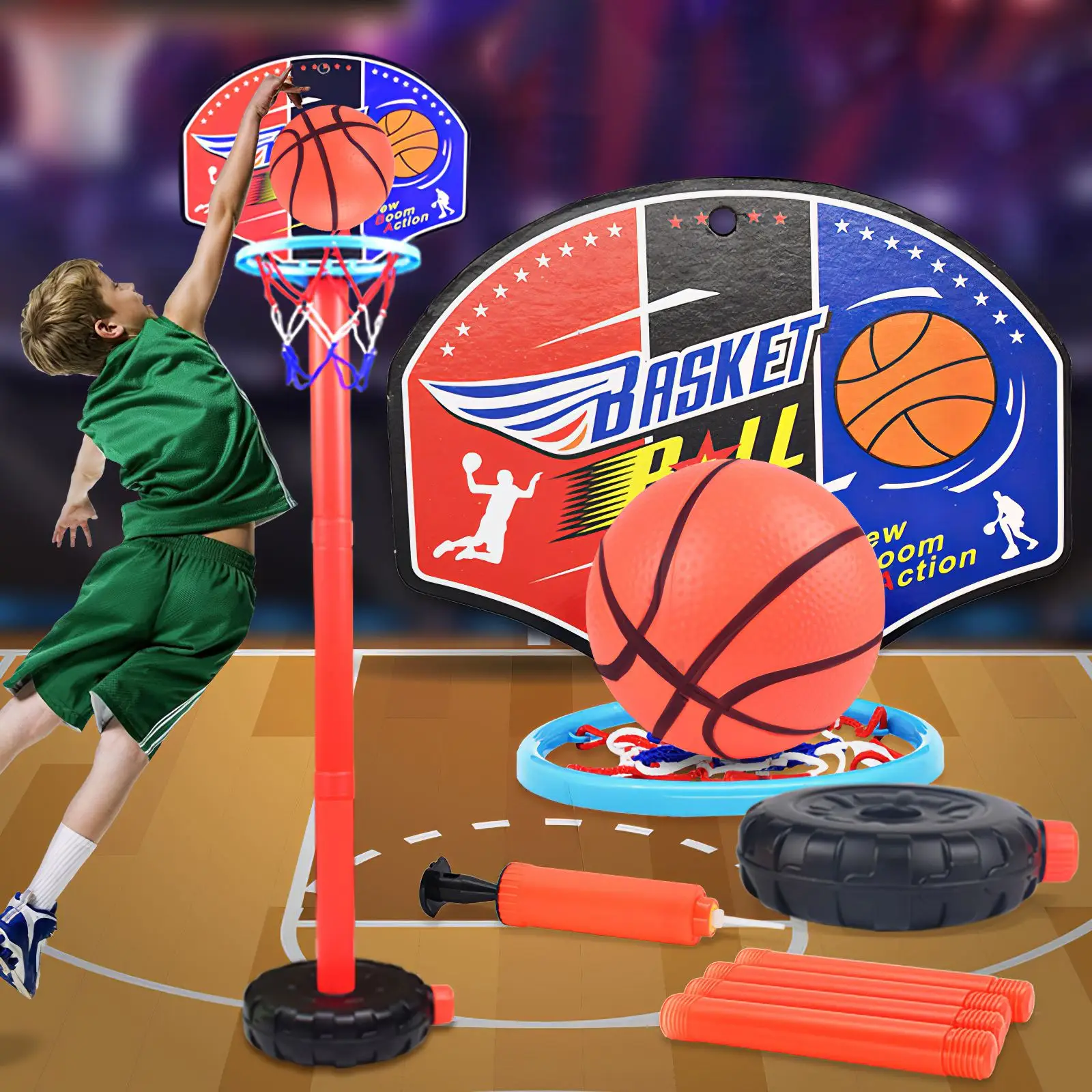 Basketball Toy Set Fillable Base With 4 Adjustable Lengths Stand Inflatable Basketball Kids Toddler Children Indoor Outdoor Toy
Basketball Toy Set Fillable Base With 4 Adjustable Lengths Stand Inflatable Basketball Kids Toddler Children Indoor Outdoor Toy