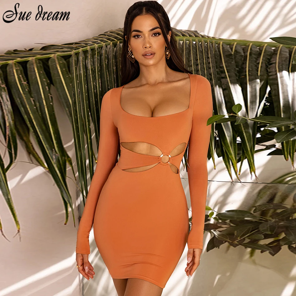 2021 Fall New Women'S Sexy V-Neck Hollow Long Sleeve Bandage Mini Dress Fashion Temperament Party Cocktail Party Bodycon Dress
2021 Fall New Women'S Sexy V-Neck Hollow Long Sleeve Bandage Mini Dress Fashion Temperament Party Cocktail Party Bodycon Dress