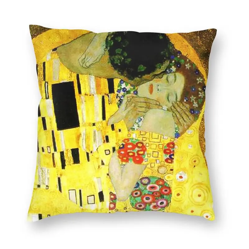 

The Kiss By Gustav Klimt Cushion Cover 45x45cm Home Decor 3D Print Modern Art Painting Throw Pillow Case for Car Two Side
