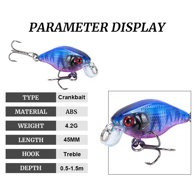 1pcs 4.5cm/4.2g Crankbait Fishing Lures Artificial Wobbler Jig Fish Hard Bait Minnow Floating Swimbait Fishing Hook Tackle Baits
1pcs 4.5cm/4.2g Crankbait Fishing Lures Artificial Wobbler Jig Fish Hard Bait Minnow Floating Swimbait Fishing Hook Tackle Baits