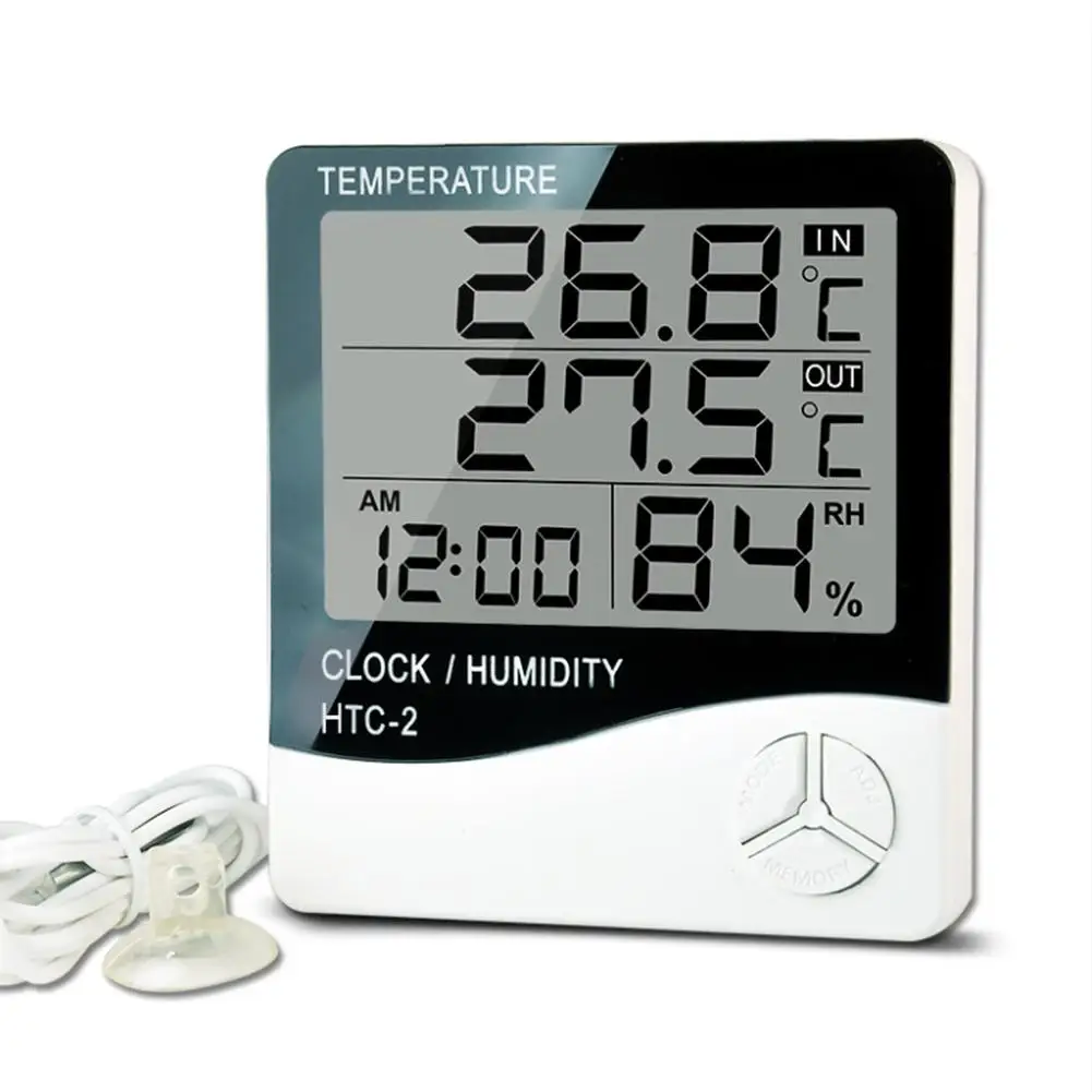 HTC-2 Digital Thermometer Hygrometer Electronic Temperature Humidity Meter Gauge Home Indoor Outdoor Clock
HTC-2 Digital Thermometer Hygrometer Electronic Temperature Humidity Meter Gauge Home Indoor Outdoor Clock