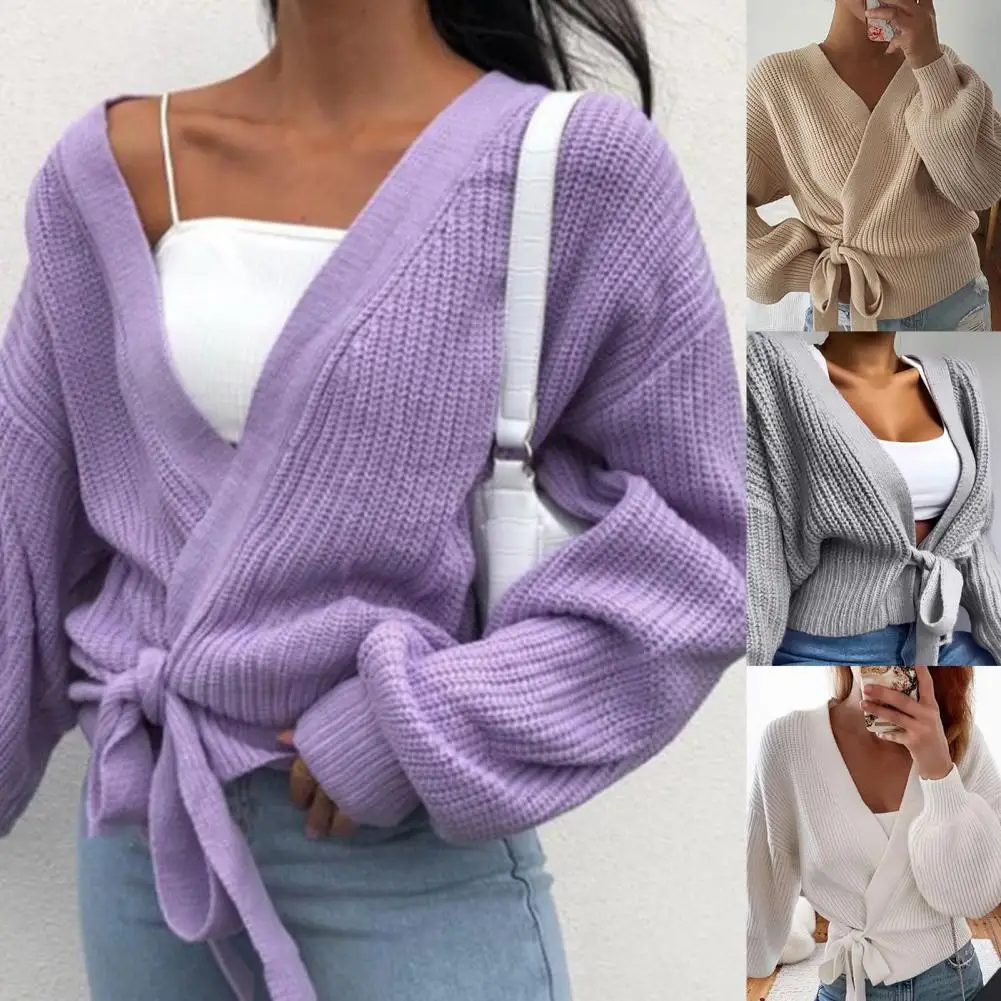Stylish Women Sweater Autumn Sweater Solid Color V Neck Knitwear Popular Loose Lace Up Long Lantern Sleeve Cardigan Streetwear
Stylish Women Sweater Autumn Sweater Solid Color V Neck Knitwear Popular Loose Lace Up Long Lantern Sleeve Cardigan Streetwear