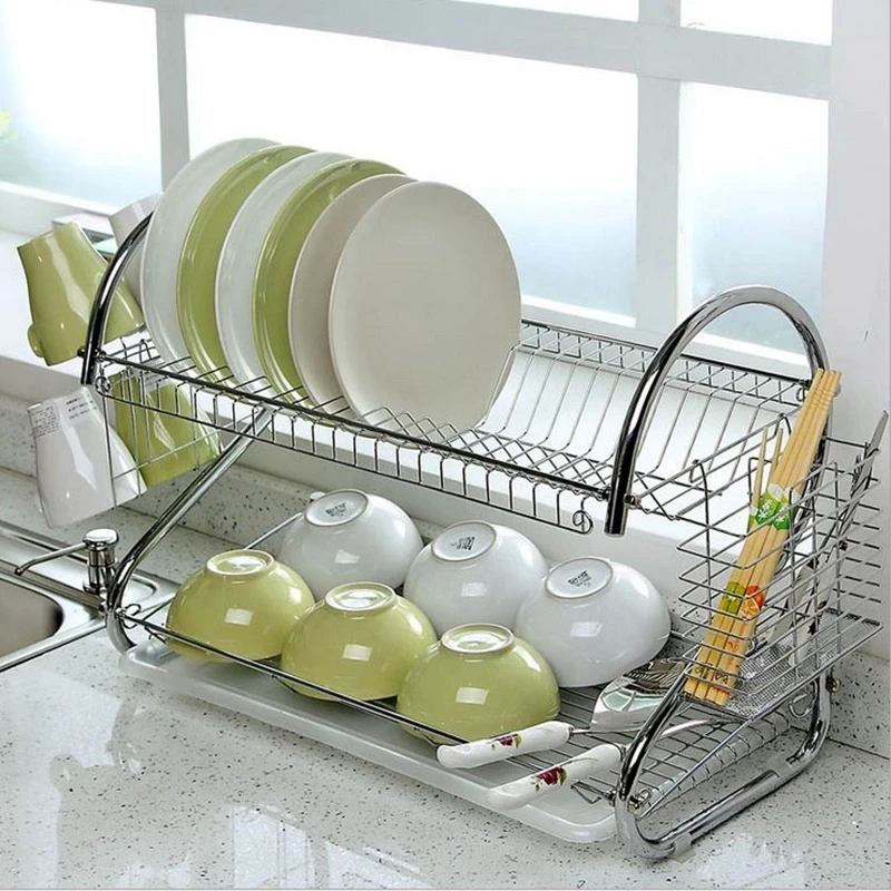 Large Dish Drying Rack Cup Drainer 2-Tier Strainer Holder Tray Stainless Steel Kitchen Accessories
Large Dish Drying Rack Cup Drainer 2-Tier Strainer Holder Tray Stainless Steel Kitchen Accessories