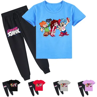 

Anime Friday Night Funkin T Shirt Kids Short-sleeved T-shirt + Jogging Pants 2pcs Set Baby Boy Sportwear Toddler Girls Outfits