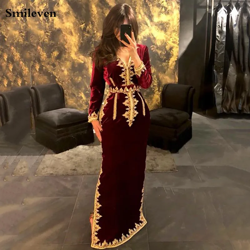 Smileven Morocco Caftan Evening Dresses V Neck Mermaid Prom Dress Velvet Long Sleeve Formal Evening Party Dress
Smileven Morocco Caftan Evening Dresses V Neck Mermaid Prom Dress Velvet Long Sleeve Formal Evening Party Dress