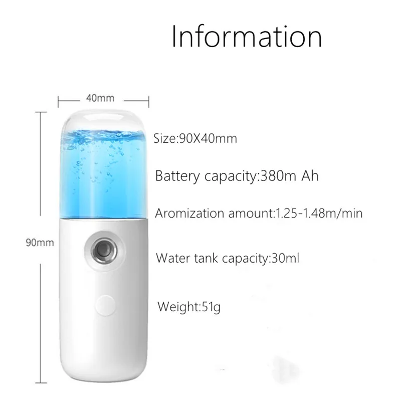 New Portable Humidifier Nano Mist Sprayer Facial Body Nebulizer Steamer Moisturizing Skin Care Face Spray Beauty Instruments
New Portable Humidifier Nano Mist Sprayer Facial Body Nebulizer Steamer Moisturizing Skin Care Face Spray Beauty Instruments