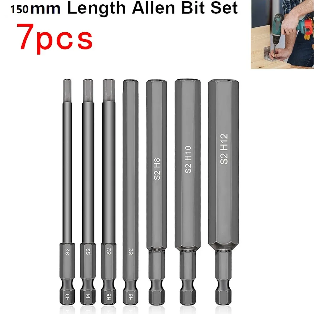 7pcs Hex Head Allen Wrench Drill Bit 150mm S2 Steel Screwdriver Bits Metric Magnetic Tips Hex Key Screwdriver Socket Bit Set
7pcs Hex Head Allen Wrench Drill Bit 150mm S2 Steel Screwdriver Bits Metric Magnetic Tips Hex Key Screwdriver Socket Bit Set