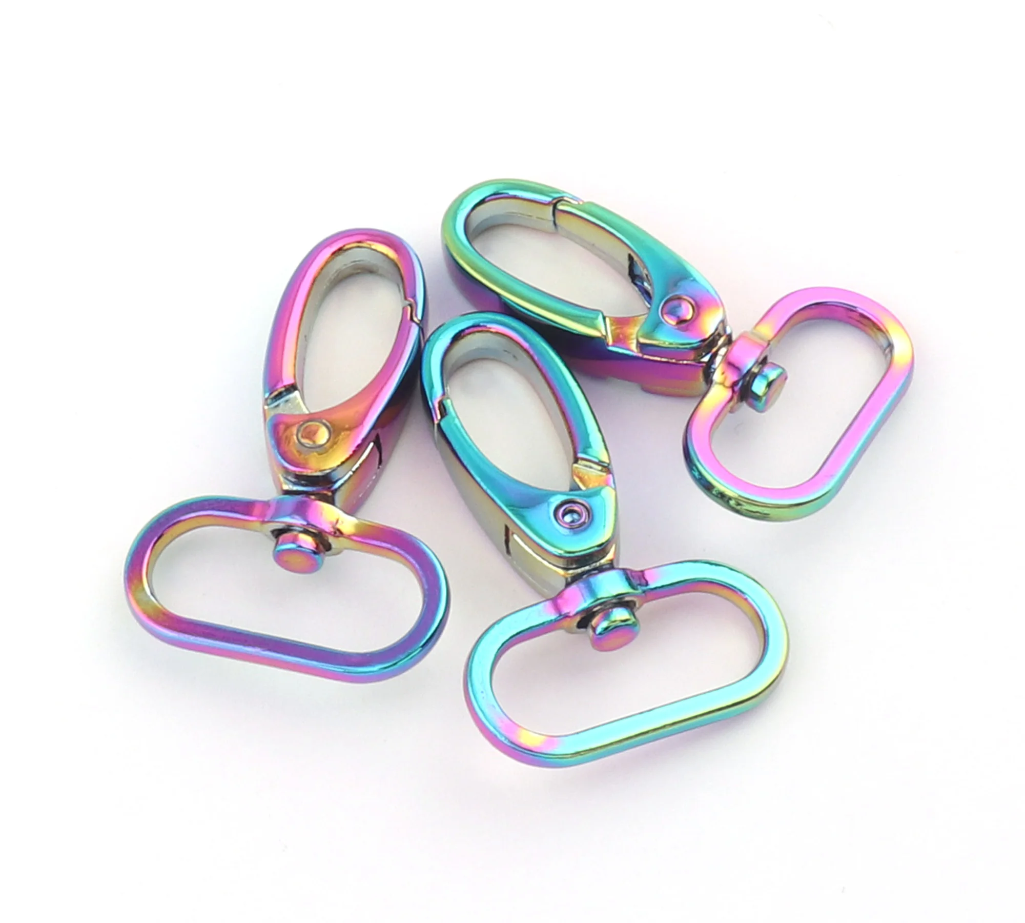 

4Pcs Rainbow Keychains Jewelry Findings & Components Lobster Clasp Keyring Swivel clasp for Bag Handbag Webbing Leather Supplies