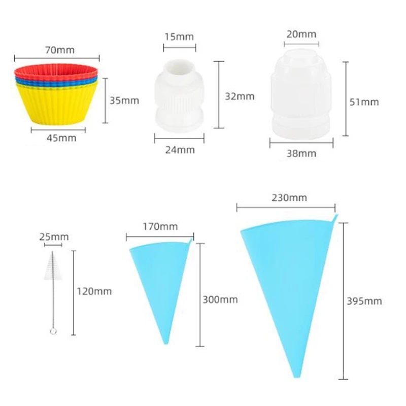 65 Pcs/Set Piping Bag Converter Icing Nozzles Tips Bag Ties Scrapers Pastry Cupcake Cream Cake Decorating Supplies Kit Baking To 
65 Pcs/Set Piping Bag Converter Icing Nozzles Tips Bag Ties Scrapers Pastry Cupcake Cream Cake Decorating Supplies Kit Baking To
