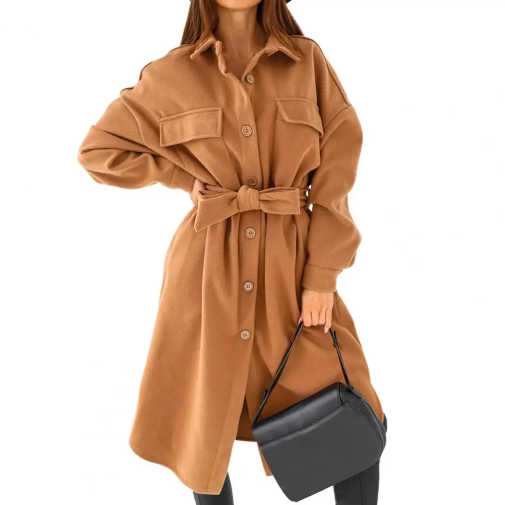 Women Oversize Coat Solid Color Single-breasted Autumn Winter Thick Lapel Belt Office Ladies Long Coat Overcoat
Women Oversize Coat Solid Color Single-breasted Autumn Winter Thick Lapel Belt Office Ladies Long Coat Overcoat