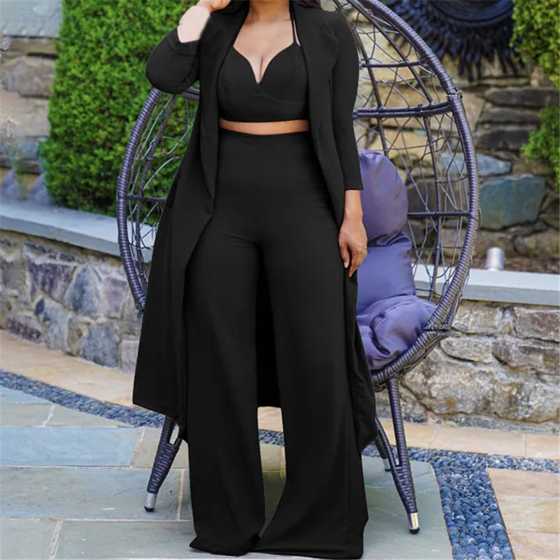 WUHE Casual Office Work 3 Piece Suits V Neck Spaghetti Strap Top+Long Sleeve Coat+Loose Wide Leg Pants Summer Party Outfits
WUHE Casual Office Work 3 Piece Suits V Neck Spaghetti Strap Top+Long Sleeve Coat+Loose Wide Leg Pants Summer Party Outfits
