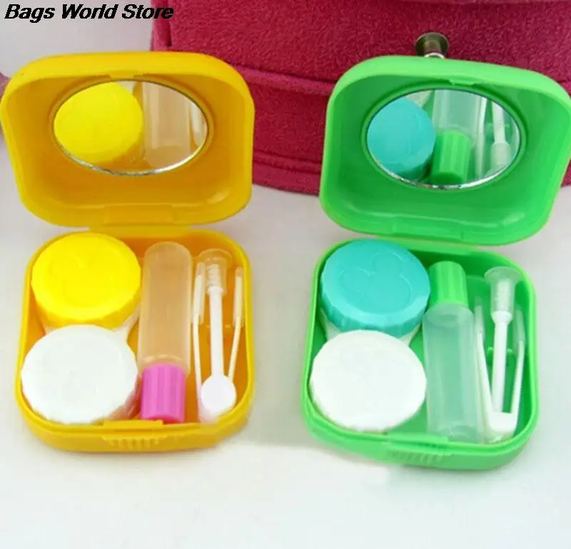 1 aet Popular Travel Kit Easy Carry Mirror Container Mini Square Contact Lens Case Box | Багаж и сумки