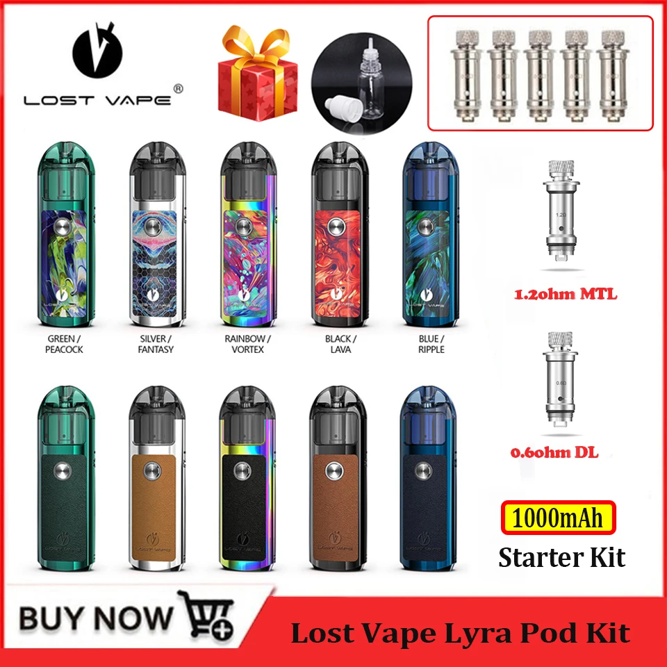 Оригинальная ручка для вейпа Lost Vape Lyra Pod Starter Kit 1000 мАч батарея с 2 мл картридж 0.6ohm