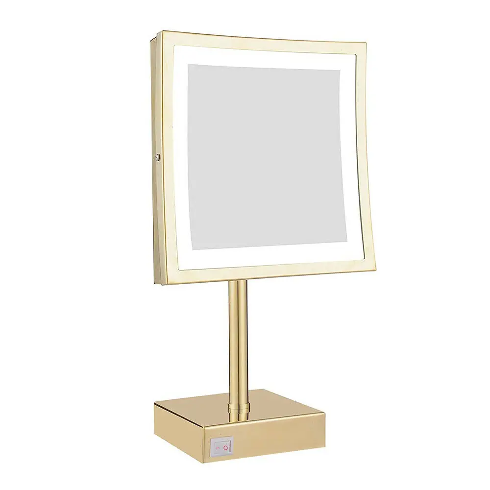 

GURUN 8.4-Inch Gold Finished 3X Magnification Tabletop LED Lighted Vanity Shaving Cosmetic Standing Bathroom Hotel Makeup Mirror