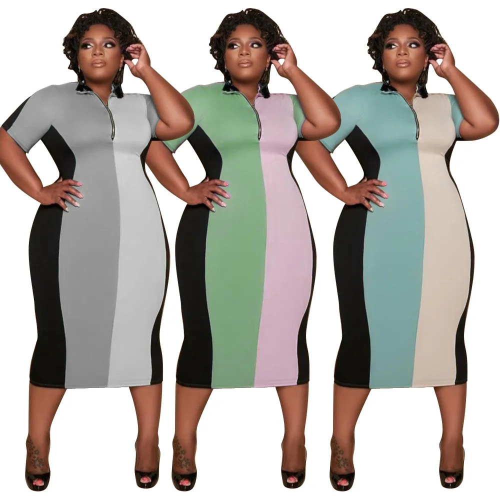 2021 New Summer Women's Clothes Fashion Color Contrast Stitching Zipper Dress
2021 New Summer Women's Clothes Fashion Color Contrast Stitching Zipper Dress