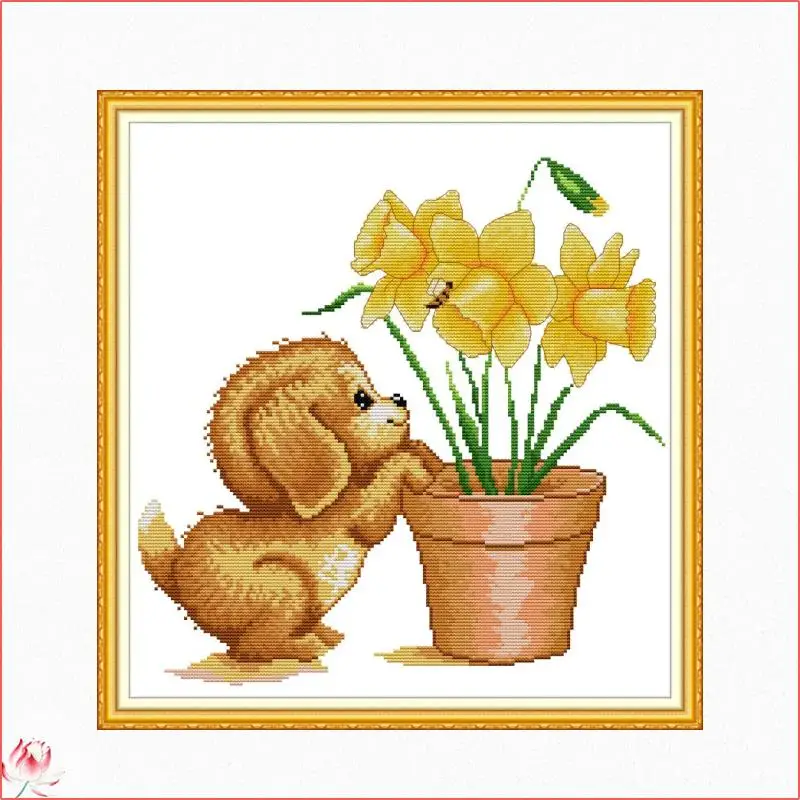 The Dog And The Yellow Flowers Chinese Cross Stitch Kits Ecological Cotton Stamped Printed 14CT DIY Easy to Use Home Decoration
The Dog And The Yellow Flowers Chinese Cross Stitch Kits Ecological Cotton Stamped Printed 14CT DIY Easy to Use Home Decoration