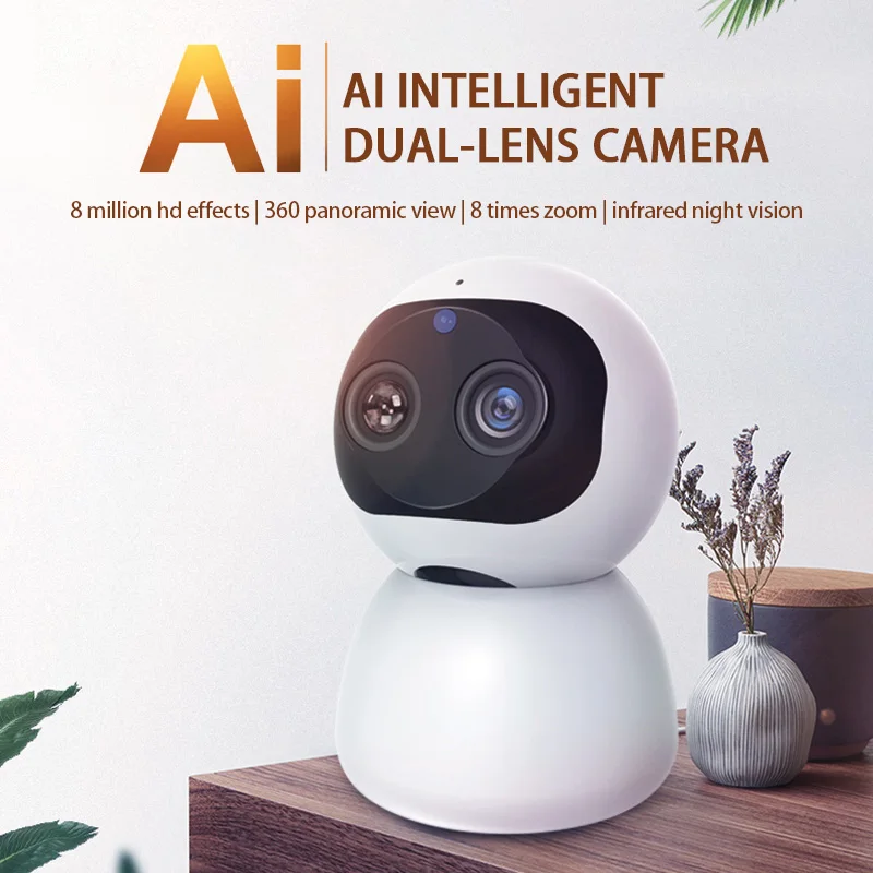 Dual Lens Home Camera 1080P Indoor WiFi Dome Pan Tilt Binocular Zoom 8MP Camera 3D Digital Noise Reduction CCTV Surveillance
Dual Lens Home Camera 1080P Indoor WiFi Dome Pan Tilt Binocular Zoom 8MP Camera 3D Digital Noise Reduction CCTV Surveillance