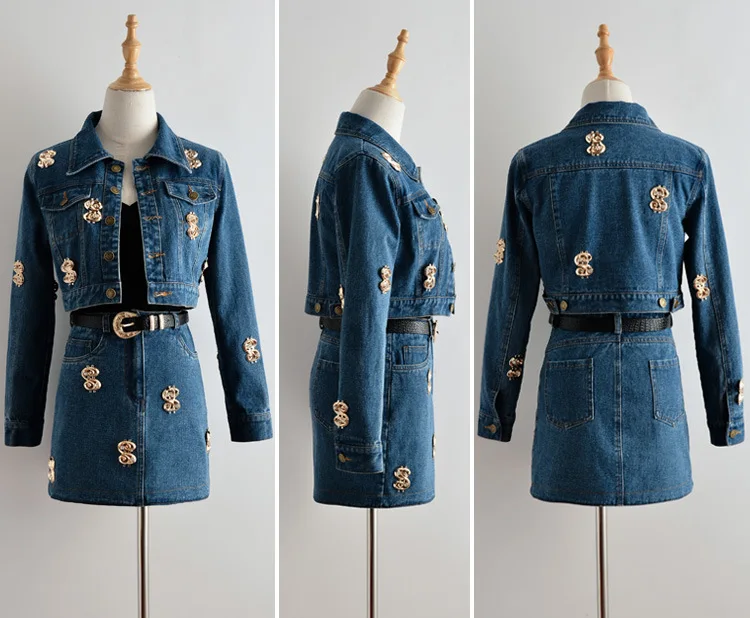 kpop IU Lee Ji Eun same autumn fashion Blue long sleeve denim jackets short coat and sexy bag hip mini skirt women Two-piece set
kpop IU Lee Ji Eun same autumn fashion Blue long sleeve denim jackets short coat and sexy bag hip mini skirt women Two-piece set