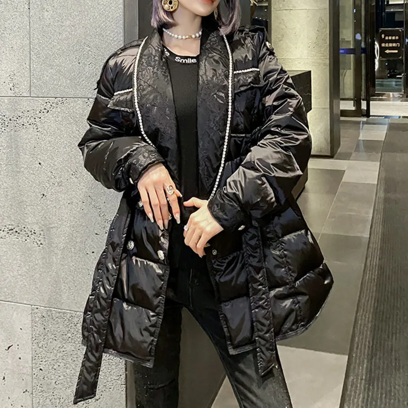 XUXI Waist Down Jacket Women Winter 2021 New Zircon Fashion Long Sleeve Black Bright Face White Duck Down Thin Coat E3289
XUXI Waist Down Jacket Women Winter 2021 New Zircon Fashion Long Sleeve Black Bright Face White Duck Down Thin Coat E3289