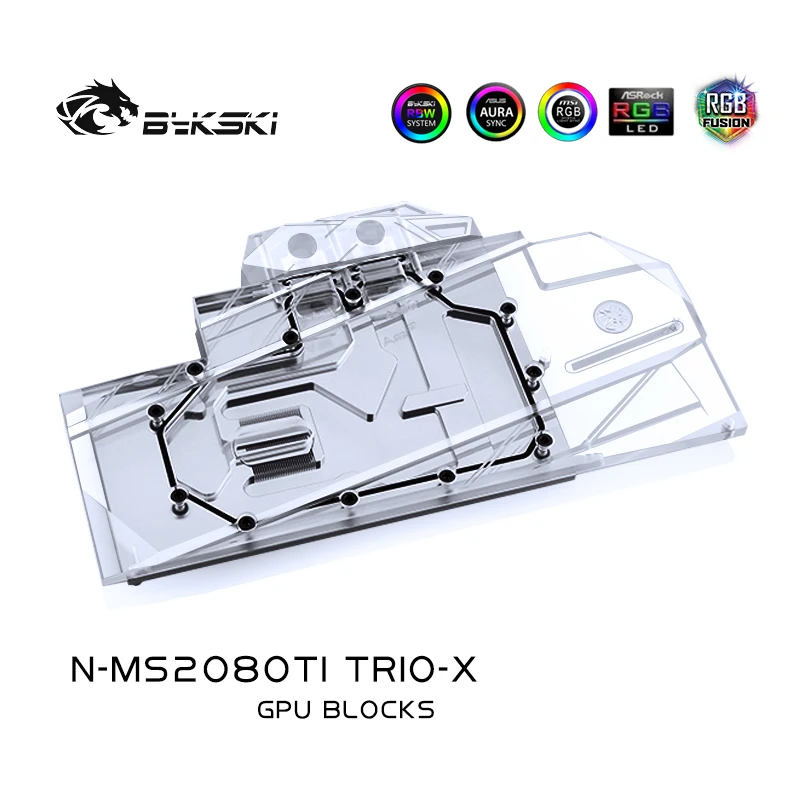 Водяной блок Bykski для MSI RTX2080TI GAMING X TRIO (V371 026R) /полное покрытие медный цвет/3PIN 5V RGB / 4PIN