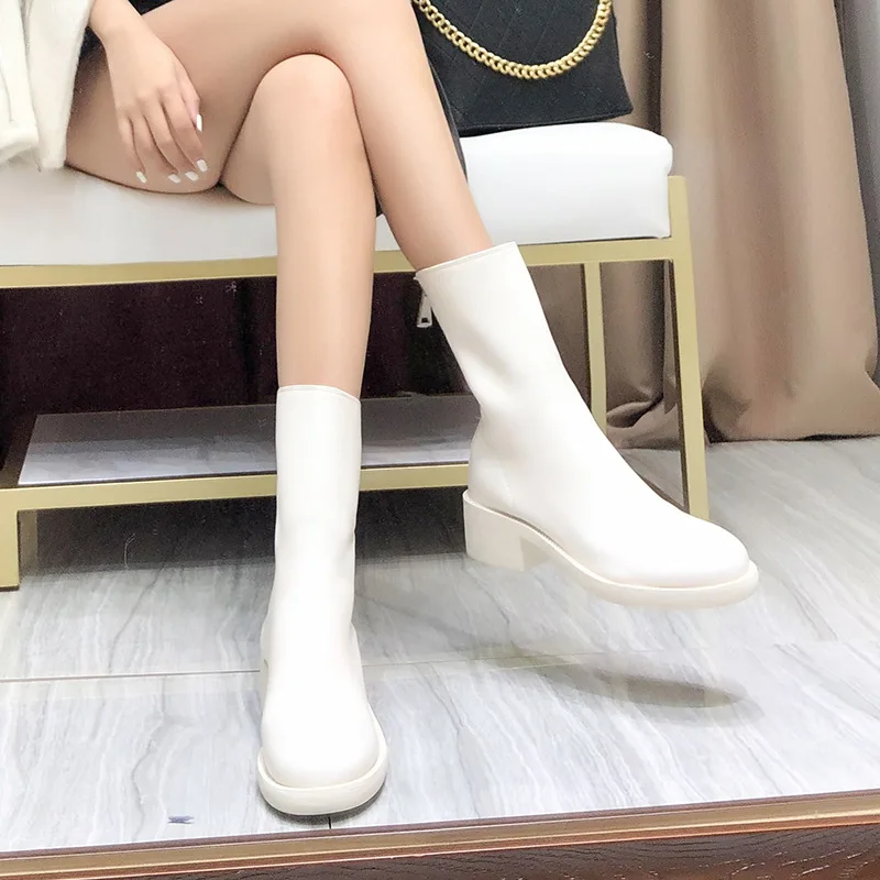 Meotina Women Genuine Leather Fashion Boots Thick High Heel Mid-Calf Boots Round Toe Zipper Ladies Boots Autumn Winter Black
Meotina Women Genuine Leather Fashion Boots Thick High Heel Mid-Calf Boots Round Toe Zipper Ladies Boots Autumn Winter Black