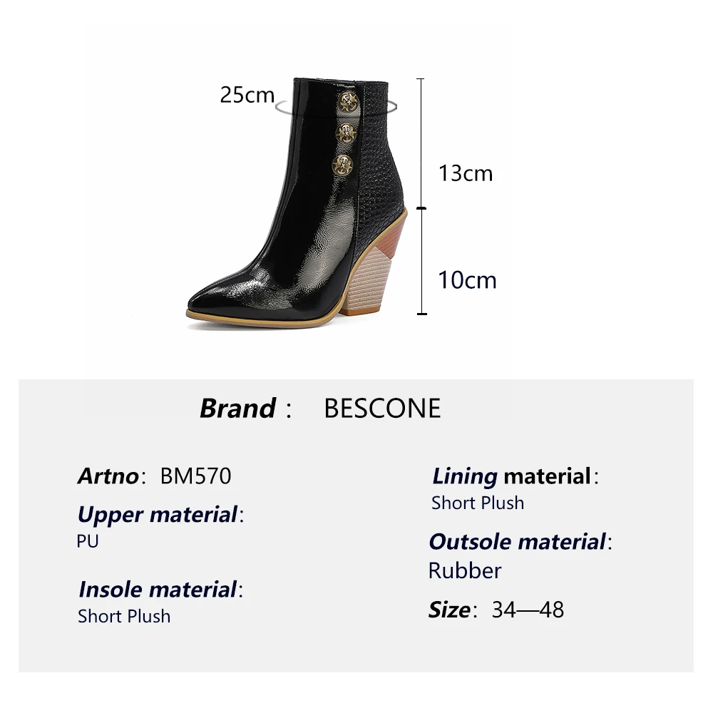 BESCONE Women's Boots Fashion Vogue Mature Handmade Ladies Ankle Boots Zipper Strange Style Heel Snake Pattern Shoes Boots BM570
BESCONE Women's Boots Fashion Vogue Mature Handmade Ladies Ankle Boots Zipper Strange Style Heel Snake Pattern Shoes Boots BM570