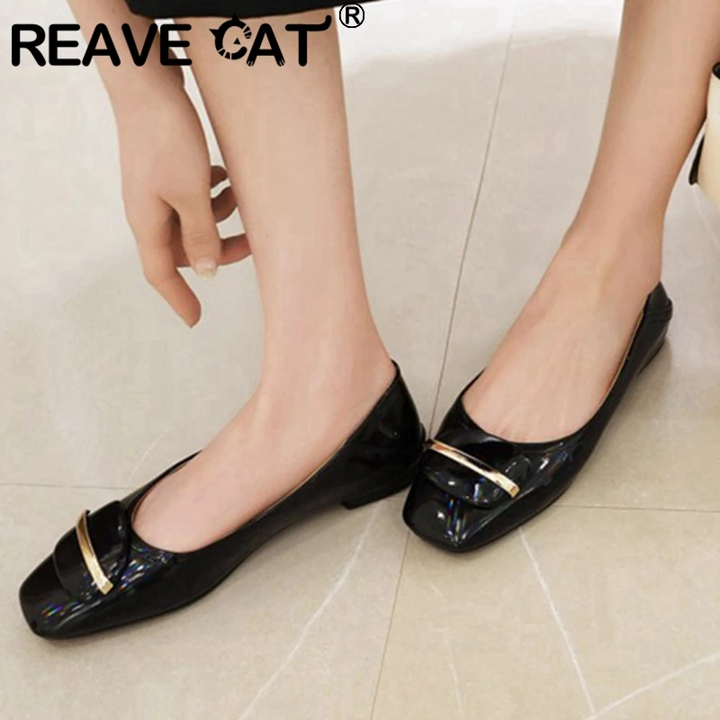 REAVE CAT Ladies Flat Shoes Square Toe 1.2cm Heels Patent Leather Slip-On Breathable Casual Office Summer Spring Black A3344
REAVE CAT Ladies Flat Shoes Square Toe 1.2cm Heels Patent Leather Slip-On Breathable Casual Office Summer Spring Black A3344