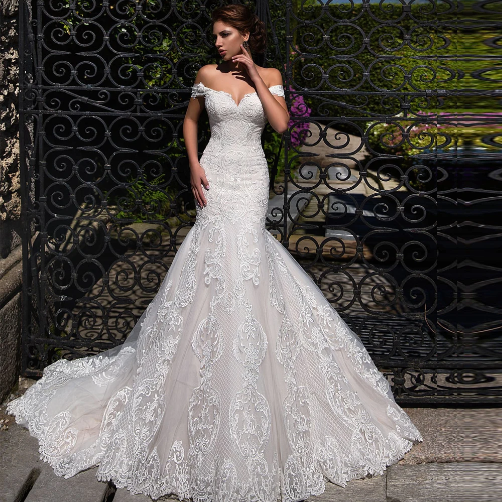 Off Shoulder Mermaid Wedding Dress 2019 Lace Up Back Appliqued Tulle Wedding Gowns Bride Dress Lace Wedding Dress Mariage
Off Shoulder Mermaid Wedding Dress 2019 Lace Up Back Appliqued Tulle Wedding Gowns Bride Dress Lace Wedding Dress Mariage
