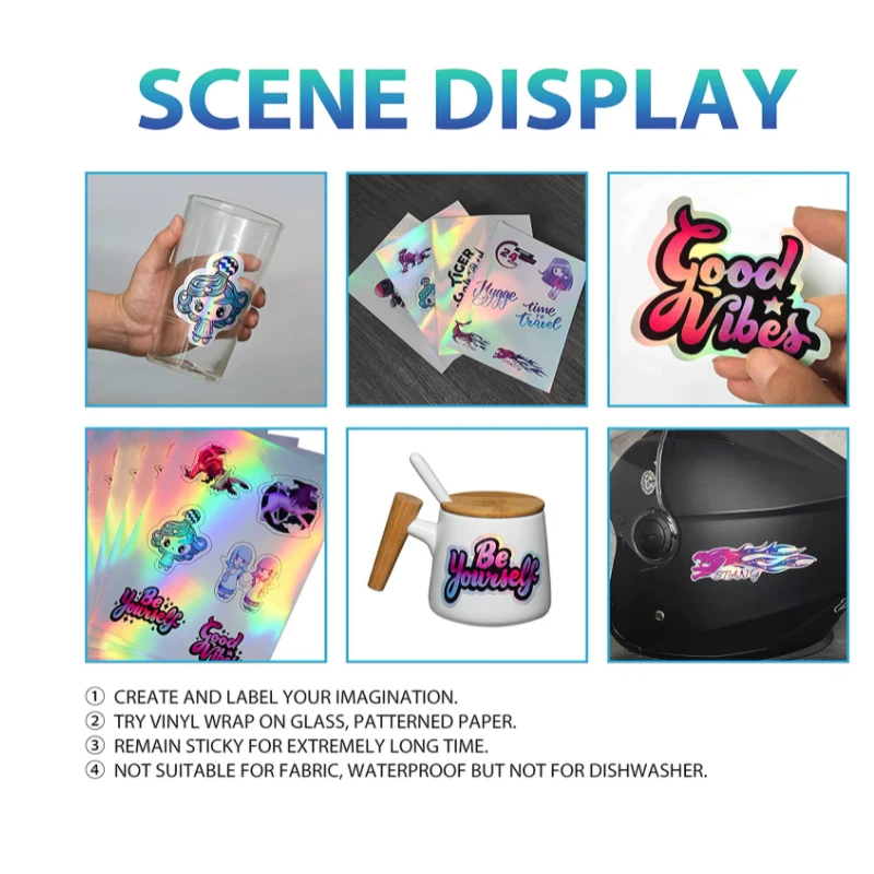 A4 Holographic Printable Vinyl Sticker Paper Rainbow Vinyl Sticker Paper Waterproof Sticker Paper for Inkjet and Laser Printer
A4 Holographic Printable Vinyl Sticker Paper Rainbow Vinyl Sticker Paper Waterproof Sticker Paper for Inkjet and Laser Printer
