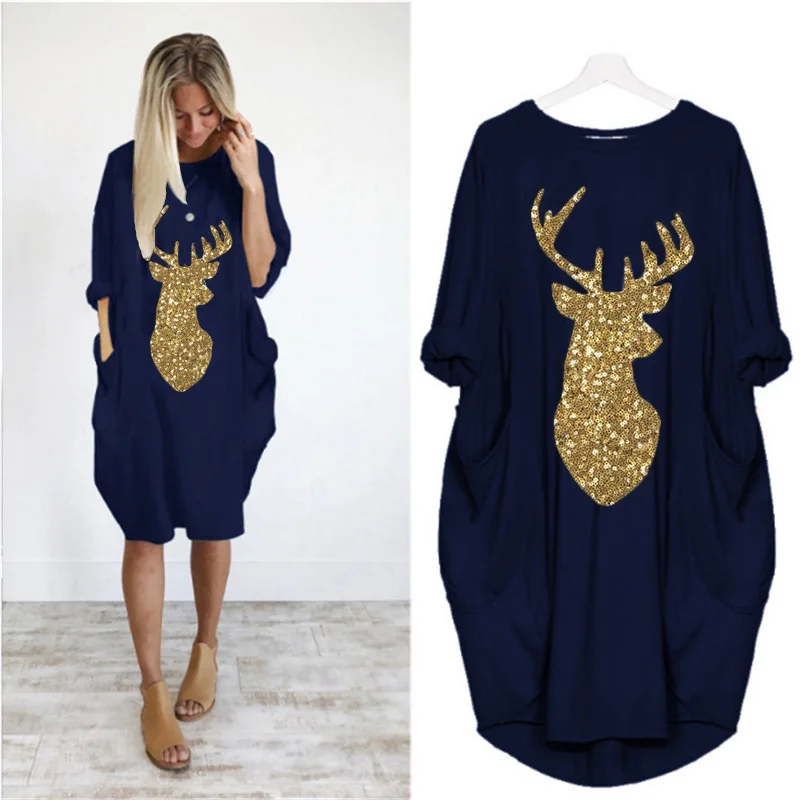 Women Midi Dress Kawaii Sequins Elk Print Plus Size Loose Long-Sleeve Harajuku Dresses Navidad Party Club Robes 2021
Women Midi Dress Kawaii Sequins Elk Print Plus Size Loose Long-Sleeve Harajuku Dresses Navidad Party Club Robes 2021