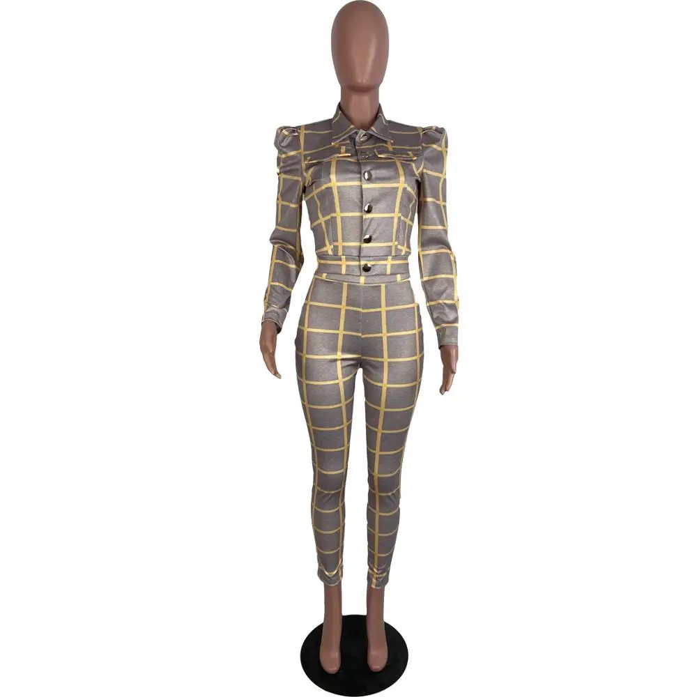 Autumn new fashion Plaid print casual two piece set loose Lapel long sleeve shirt and trousers women's suit
Autumn new fashion Plaid print casual two piece set loose Lapel long sleeve shirt and trousers women's suit