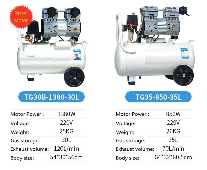 220V30L/35L Electric Air Pump Air Compressor Small Air Compressor Inflatable Oil-free Silent Woodworking Dental Air Compressor
220V30L/35L Electric Air Pump Air Compressor Small Air Compressor Inflatable Oil-free Silent Woodworking Dental Air Compressor
