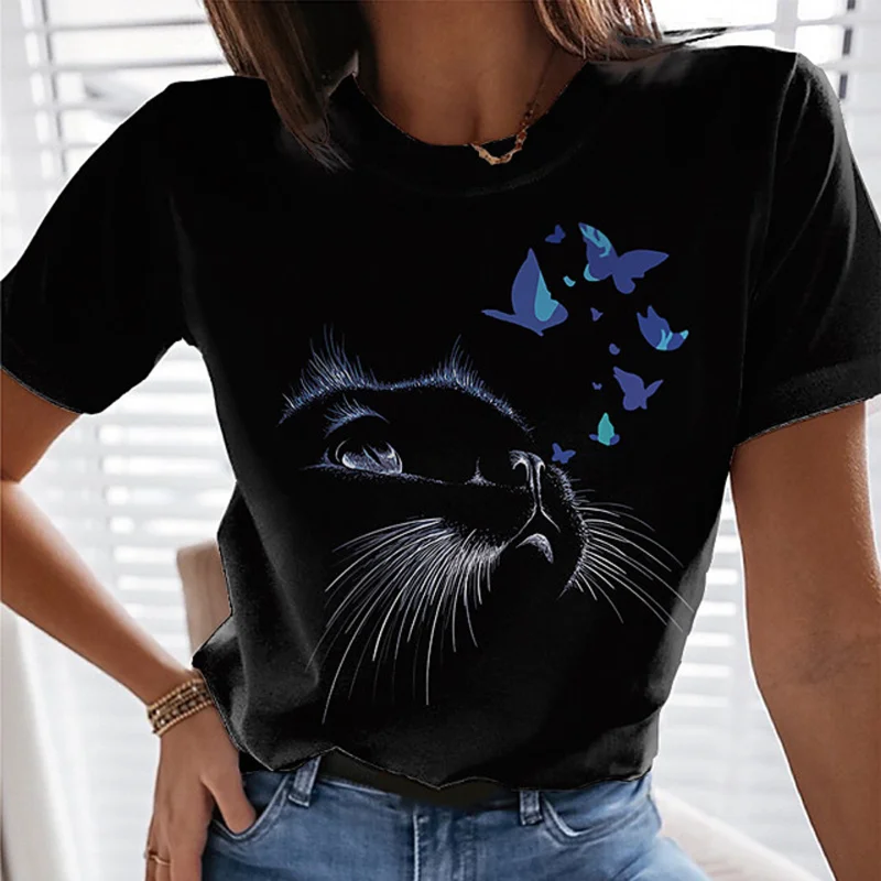 Women's 3D Animal Print T-shirt O-neck Casual Simple Butterfly Cat Short-sleeved T-shirt Fashion All-match Graphic T Shirts
Women's 3D Animal Print T-shirt O-neck Casual Simple Butterfly Cat Short-sleeved T-shirt Fashion All-match Graphic T Shirts