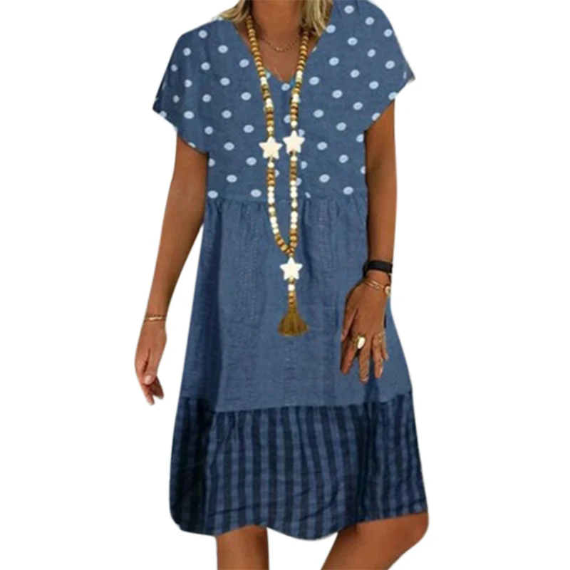 VICABO Dot Striped Patchwork Loose Dresss Women Casual Big Size Dresses Summer Womens Clothes Vintage Robe for Women Dress
VICABO Dot Striped Patchwork Loose Dresss Women Casual Big Size Dresses Summer Womens Clothes Vintage Robe for Women Dress