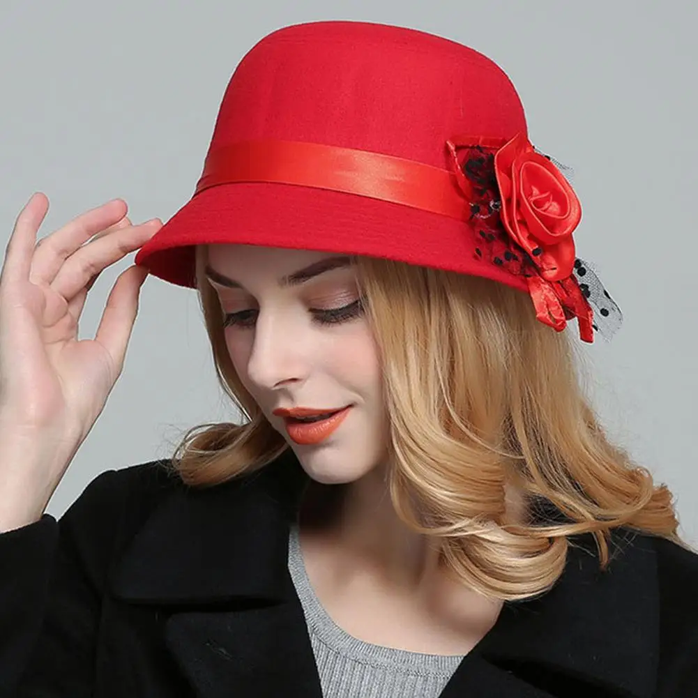 Vintage Women Solid Color Woolen Flower Decor Wide Brim Warm Cloche Bowler Hat Ladies Party Wedding Church Bucket Chapeau
Vintage Women Solid Color Woolen Flower Decor Wide Brim Warm Cloche Bowler Hat Ladies Party Wedding Church Bucket Chapeau