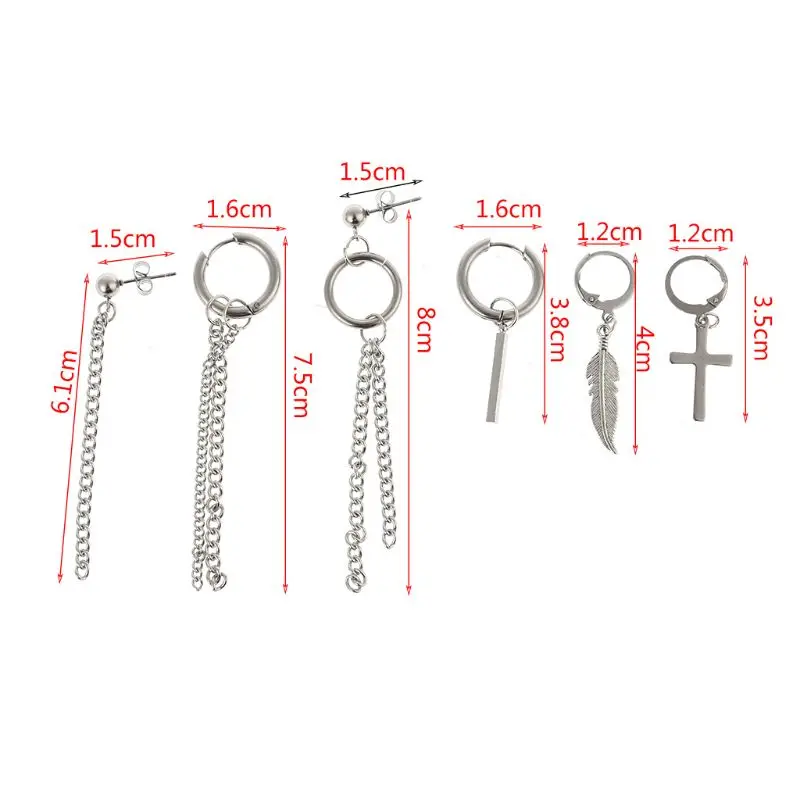 6 Pcs/set Cool Boys Girls Long Earrings Fashion Simple Trend Hip Hop Stainless Steel Earring Set E56A
6 Pcs/set Cool Boys Girls Long Earrings Fashion Simple Trend Hip Hop Stainless Steel Earring Set E56A