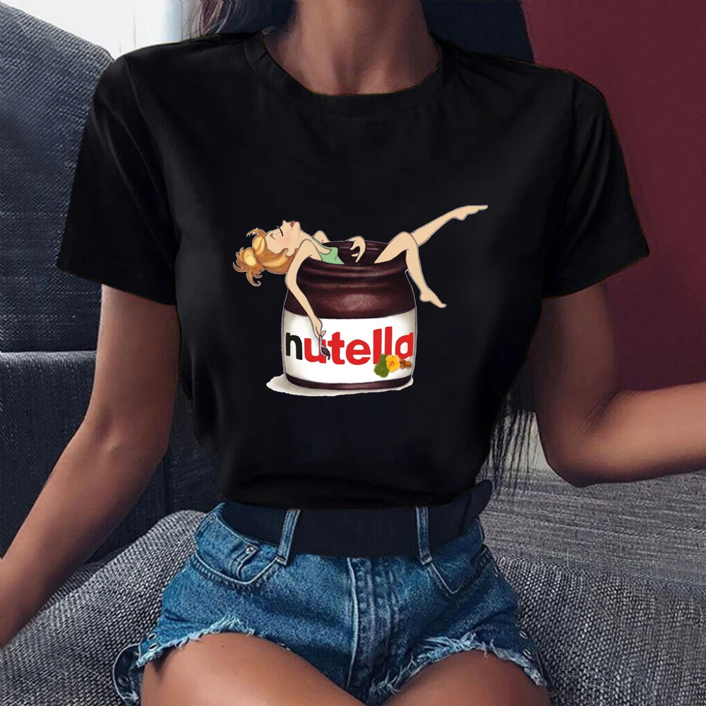Женская футболка с милым принтом Nutella Kawaii модная в стиле 90-х Харадзюку улзанг