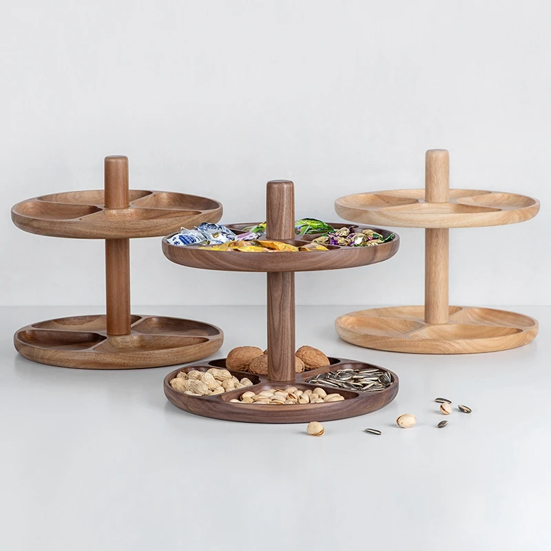 

LUDA креативные двухслойные деревянные лотки для хранения в скандинавском стиле круглые вращающиеся закуски/орехи деревянная плитка