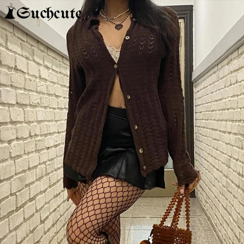 SUCHCUTE Knitted Retro Women Cardigan Fashion Casual Street Outfits Buttons Sweaters Autumn Winter Coat Ladies Vintage Top Tee 
SUCHCUTE Knitted Retro Women Cardigan Fashion Casual Street Outfits Buttons Sweaters Autumn Winter Coat Ladies Vintage Top Tee