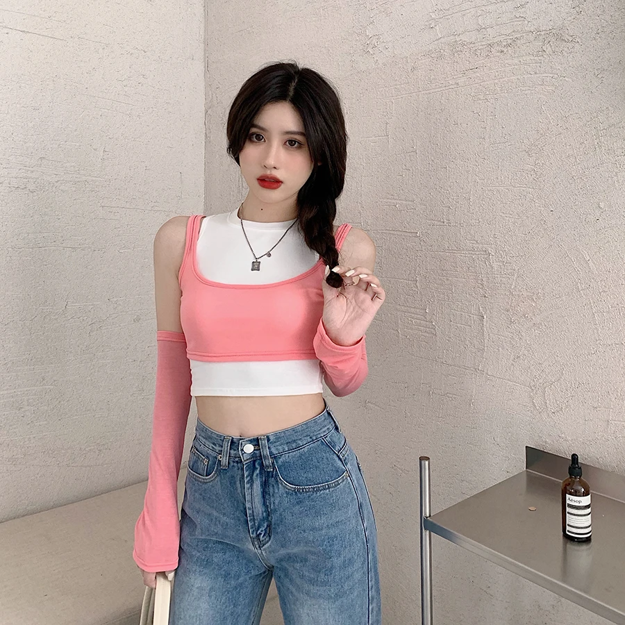 Korean Fashion Clothes Two Pieces Crop Top Summer Style White Women's Clothing Sexy O-neck Tees Ins Pink T Shirts Ladies New
Korean Fashion Clothes Two Pieces Crop Top Summer Style White Women's Clothing Sexy O-neck Tees Ins Pink T Shirts Ladies New