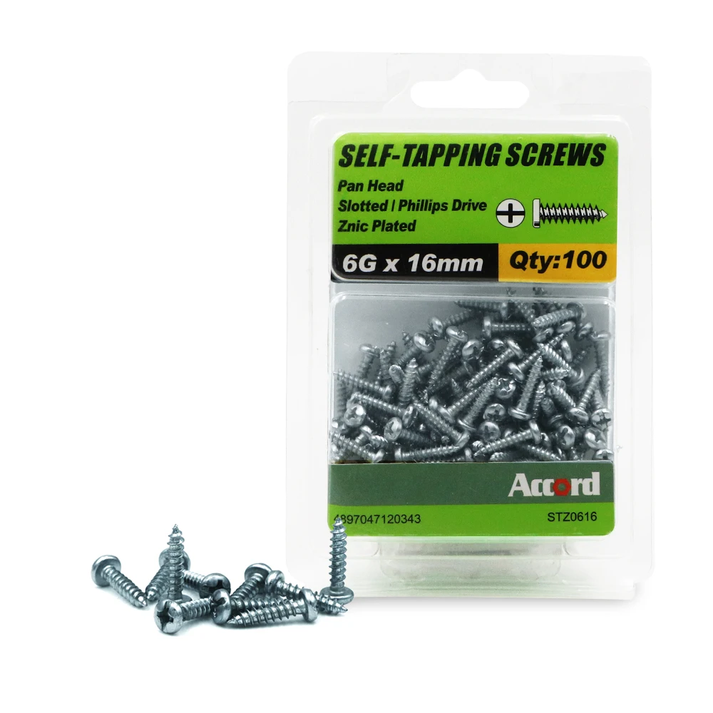ACCORD 100PCS Self-tapping Screws 6Gx16mm Zinc Plated with storage Box Galvanized Steel Fasteners
ACCORD 100PCS Self-tapping Screws 6Gx16mm Zinc Plated with storage Box Galvanized Steel Fasteners