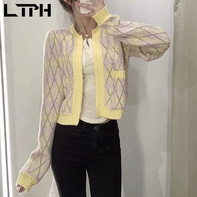 LTPH korean fashion cardigan sweaters women metallic argyle long sleeve single pocket knitted outwear 2021 autumn new
LTPH korean fashion cardigan sweaters women metallic argyle long sleeve single pocket knitted outwear 2021 autumn new