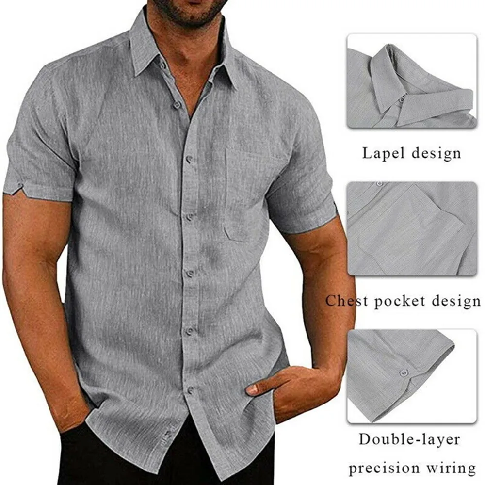 Men Casual Summer Slim Lapel Tops Short Sleeve Button-down Shirt Plus Size Buttons Summer Solid Comfortable Pure Cotton 2021 Hot
Men Casual Summer Slim Lapel Tops Short Sleeve Button-down Shirt Plus Size Buttons Summer Solid Comfortable Pure Cotton 2021 Hot