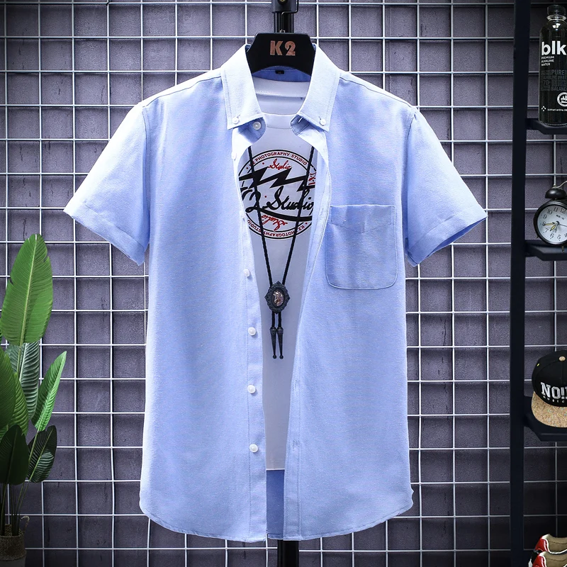 Summer short-sleeved shirt men's Hong Kong style new trend business casual youth Japanese Korean version of solid color wild shi
Summer short-sleeved shirt men's Hong Kong style new trend business casual youth Japanese Korean version of solid color wild shi