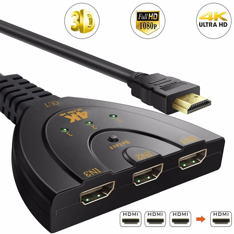 Мини-Коммутатор HDMI 3x1, 4K, разветвитель HDMI 1080P, 3 в 1, концентратор портов для DVD, HDTV, Xbox, PS3, PS4
Мини-Коммутатор HDMI 3x1, 4K, разветвитель HDMI 1080P, 3 в 1, концентратор портов для DVD, HDTV, Xbox, PS3, PS4