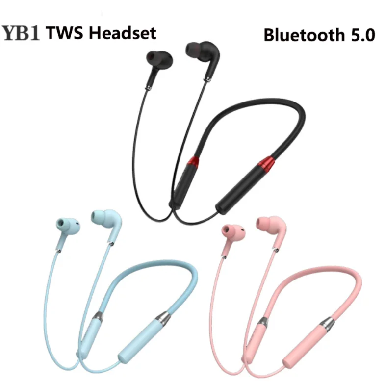 

YB-1New Wireless Bluetooth V5.0 Neckband Headphones Neckband Earphones Waterproof Sport Earbud with Noise Cancelling For Sports