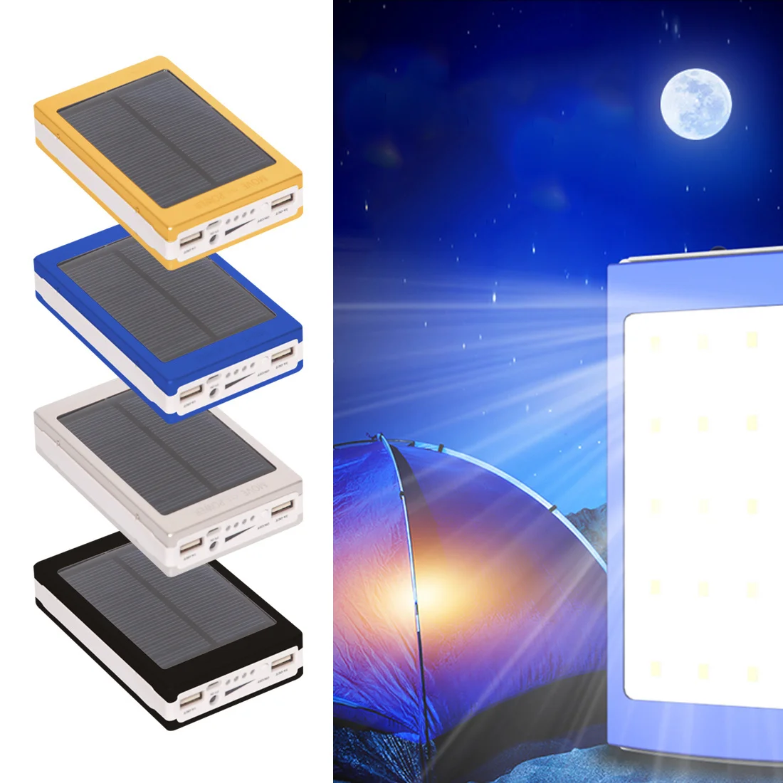 Solar Power Bank 20000mah Portable Waterproof Outdoor Mobile Power Hard Drive Box LED Light Solar Power Bank for Smart phones
Solar Power Bank 20000mah Portable Waterproof Outdoor Mobile Power Hard Drive Box LED Light Solar Power Bank for Smart phones