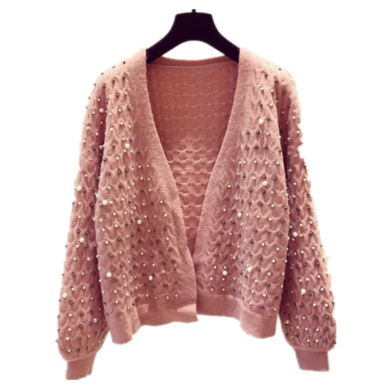 Women 2021 New Casual Pearl Sweaters Long Sleeves Cardigans coat Femme Vintage Warm Knitted Tops Loose Female Knitwear G710
Women 2021 New Casual Pearl Sweaters Long Sleeves Cardigans coat Femme Vintage Warm Knitted Tops Loose Female Knitwear G710