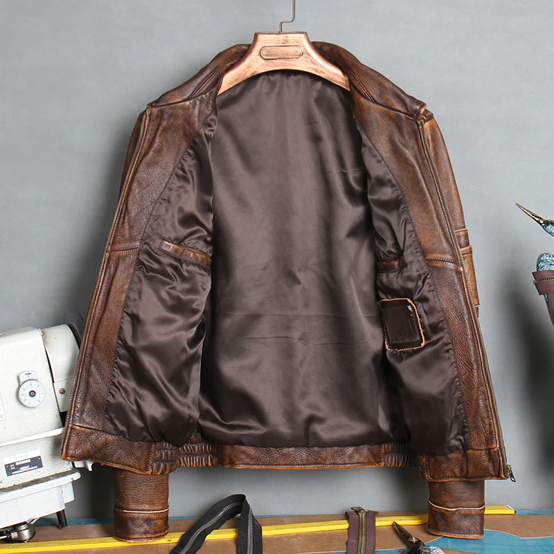 MA-1 Free shipping.Plus bomber coat,thick cowhide Jacket,men's genuine jacket.man vintage brown Leather clothes
MA-1 Free shipping.Plus bomber coat,thick cowhide Jacket,men's genuine jacket.man vintage brown Leather clothes
